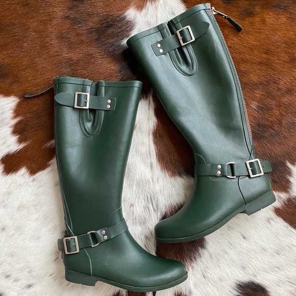 Steve Madden Shoes - Steve Madden Tsunami Green Tall Rain Boots 8